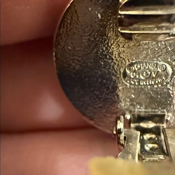 CHANEL Black and Silver Logo Earrings - Picture 5 of 6